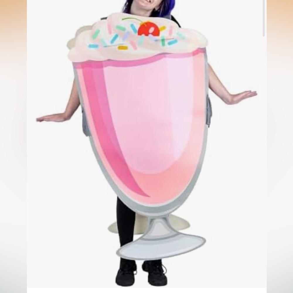 Hauntlook Strawberry Milkshake Adult Costume Halloween One Size New